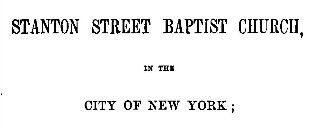 Stanton Street Baptist Church New York City