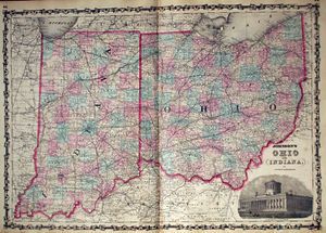 Ohio and Indiana Map 1861