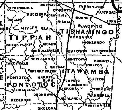 Civil War era Mississippi Map