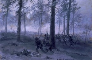 Longstreet's forces charge on the second day of the Battle of Chickamauga