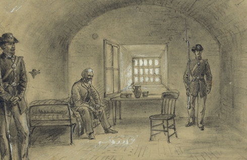 Jefferson Davis imprisoned at Fort Monroe, Virginia (Library of Congress)