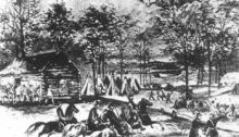 Battle of Shiloh with Shiloh Church in the Background